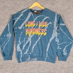 Gildan Long Live Kindness‎ Bleached Teal Sweatshirt Women's Medium